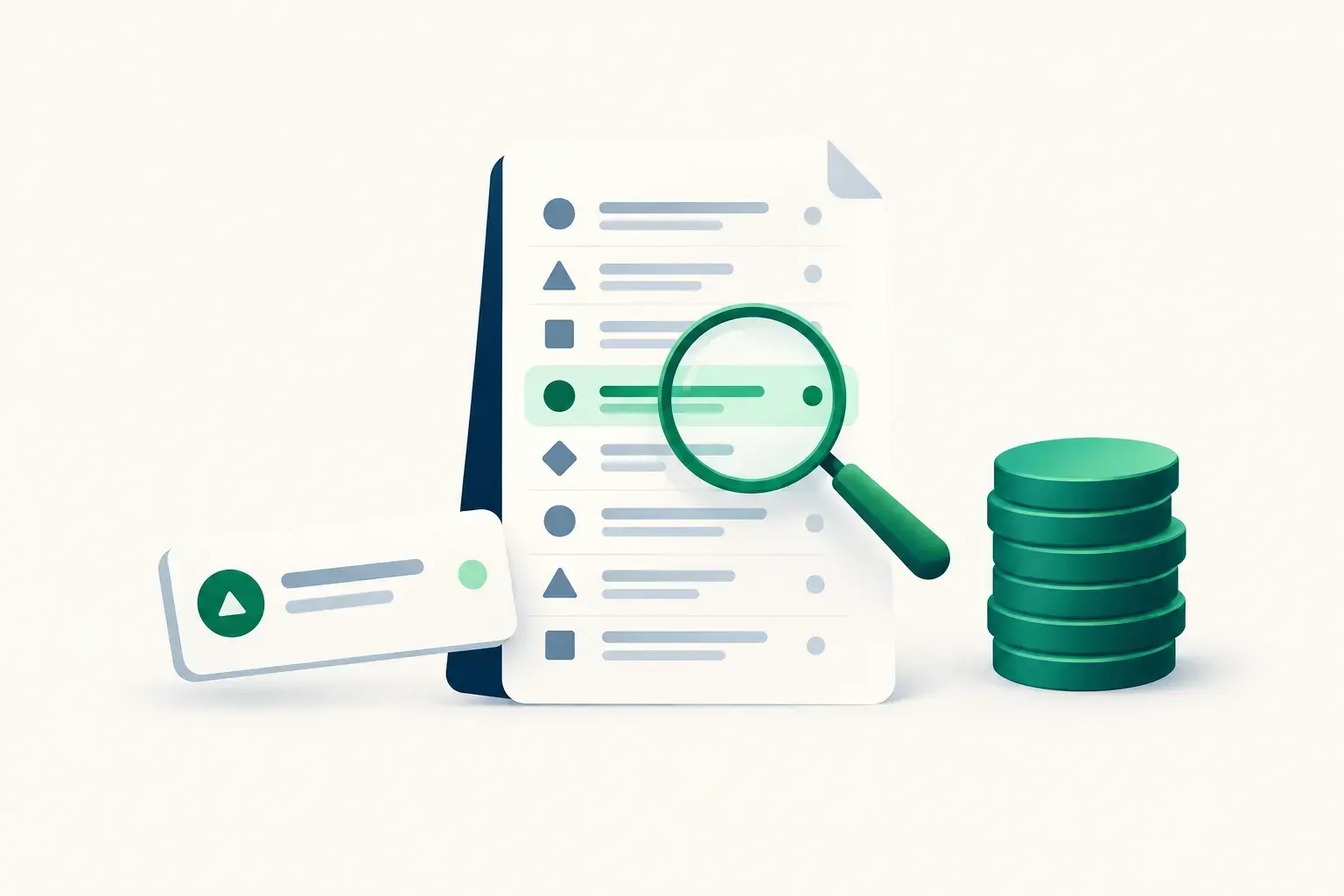 Editorial illustration of a transaction table with separate elements for amount and balance